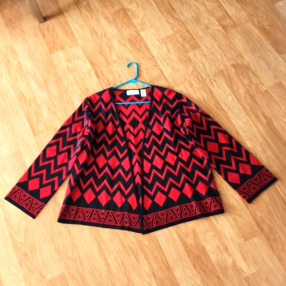 Womens Alfred Dunner black/red Sweater Cardigan XL